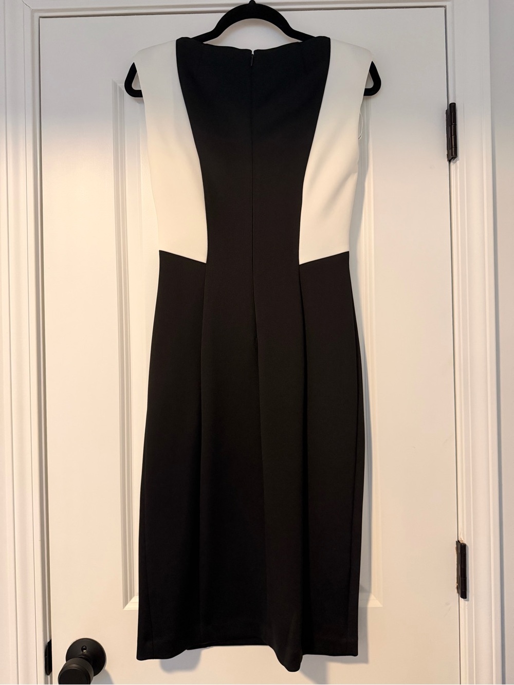 Calvin Klein Black and White Colorblock Midi Dress
